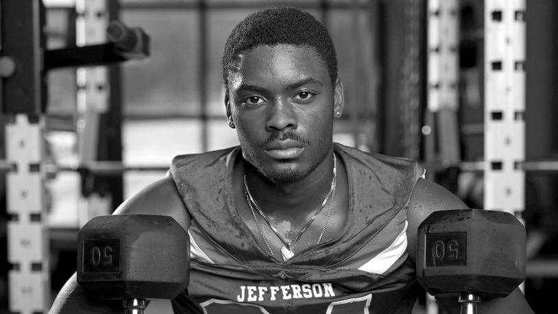 Jefferson High School football player Malaki Starks will be the first to tell you he’s not the traditional quarterback. He rushed for 1,567 yards and 24 touchdowns on 172 carries while leading Jefferson to the Class 4A championship game in the 2019-20 season. With numbers like that, Starks is Jefferson High School’s first Super 11. “I feel like it’s good to be a Super 11, because of the group of guys that have been selected in the past years. And just for me to be a part of that group is just a special feeling,” said Starks. (Tyson Alan Horne / Tyson.Horne@ajc.com)