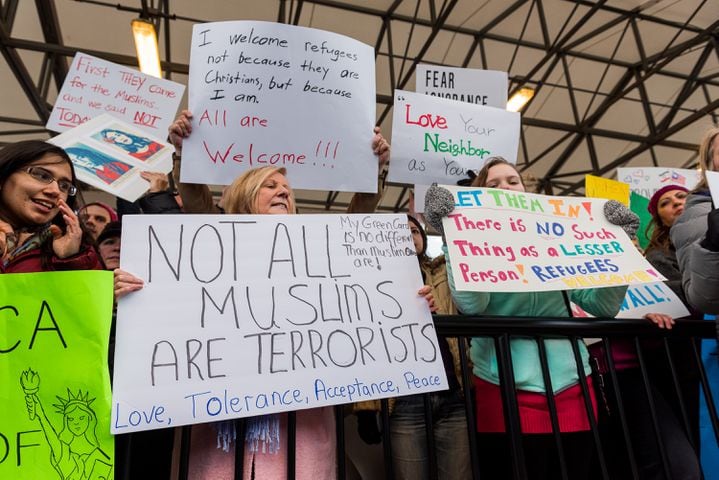 Atlanta Airport protests over immigration policy Sunday Jan. 29