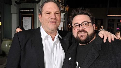 FILE PHOTO - Executive producer Harvey Weinstein and writer/director Kevin Smith arrive at a premiere held at Grauman's Chinese Theater on October 20, 2008 in Los Angeles, California.  (Photo by Kevin Winter/Getty Images)