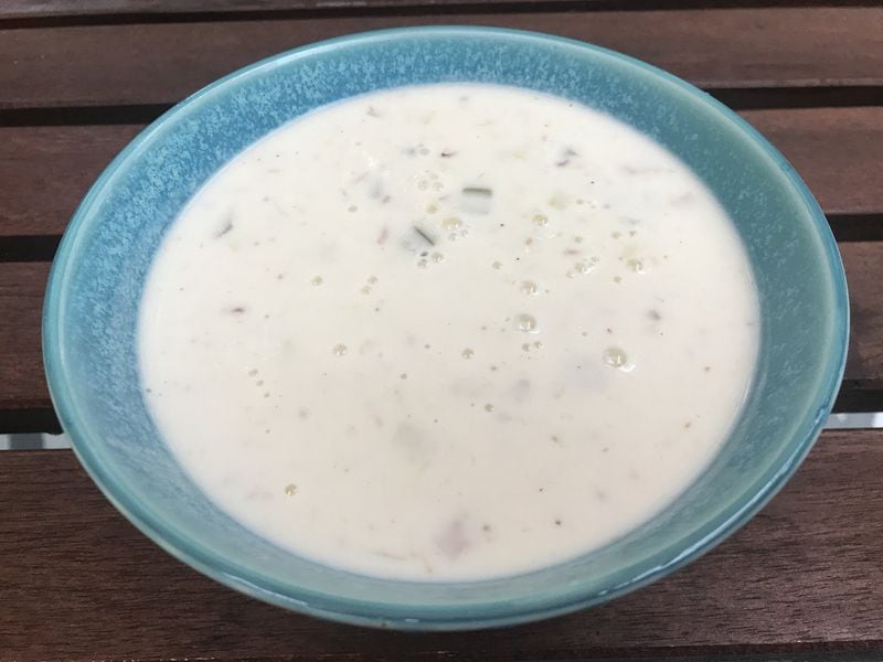 Noble Fin is offering its New England clam chowder in quart-size to-go portions. LIGAYA FIGUERAS / LIGAYA.FIGUERAS@AJC.COM