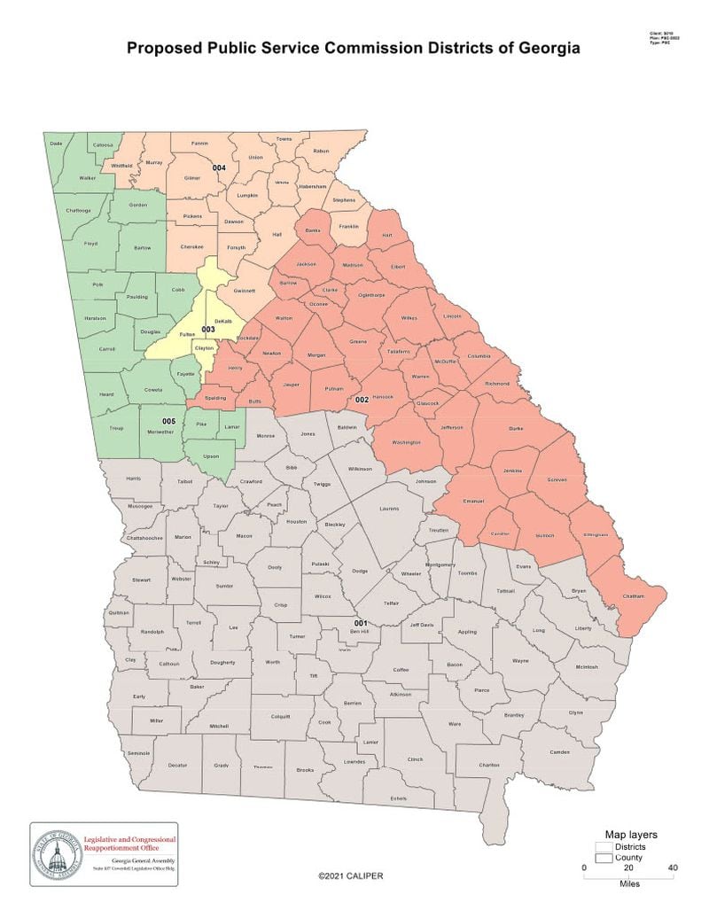 The Georgia General Assembly voted to approve new Public Service Commission districts on March 4, 2022.