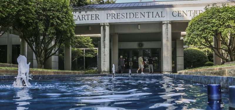 Visitors recently entered the Jimmy Carter Presidential Library and Museum, which now will get an estimated seven percent of its power through solar panels installed on its roof.