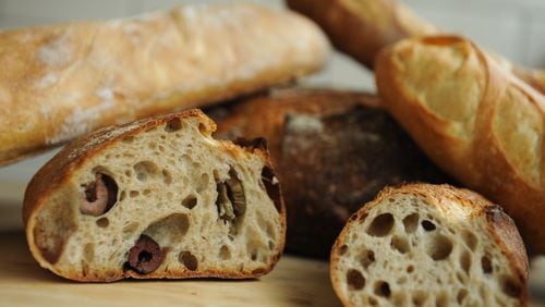 Ciabatta, Pain au Levain, Olive Levain, French Baguette and Demi Semolina from TGM Bread. (BECKYSTEIN.COM)