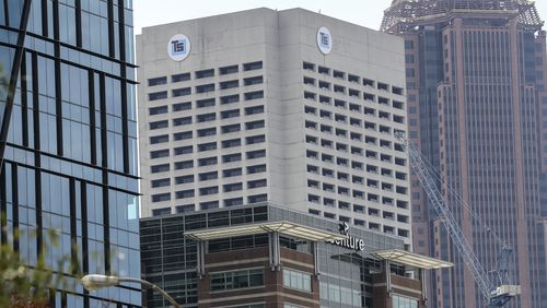 October 16, 2020 Atlanta: A Tower Square signature logo now sits a top what was the old AT&T building at 675 West Peachtree Street in midtown Atlanta. (John Spink / John.Spink@ajc.com)
