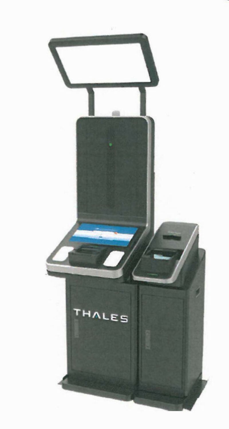 The self-service kiosks (pictured) by Thales Group can take photos for licenses and print temporary licenses. (Courtesy of the Georgia Department of Driver Services)
