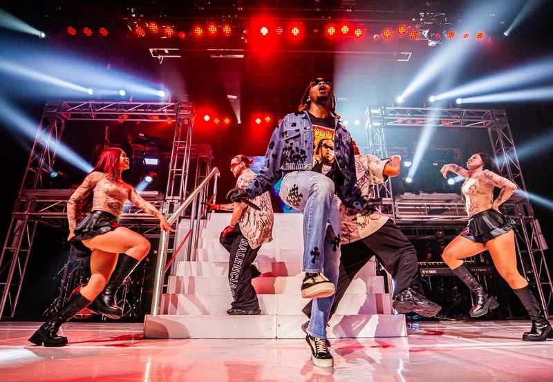 Offset, Georgia native and former member of Migos, rapped and danced for a packed crowd at the Coca-Cola Roxy on April 11, 2024. (RYAN FLEISHER FOR THE ATLANTA JOURNAL-CONSTITUTION)