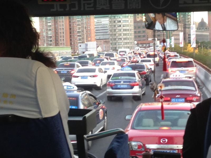 Traffic in Shanghai. It wasn't great, wasn't awful. The city has three Perimeter-type beltways around the city.