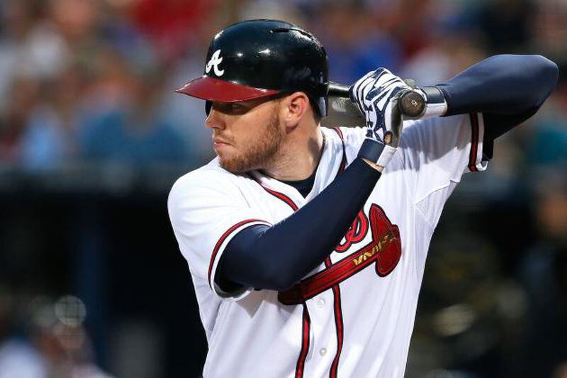 Remember when a lot of people were opining that Freddie Freeman wasn't healthy, couldn't stay on the field, needed to be benched a few days, yada yada yada? Nevermind. (AP photo)