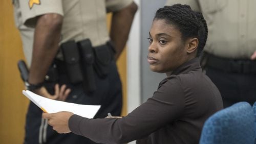 Death-penalty defendant Tiffany Moss who is representing herself as her own lawyer. (Alyssa Pointer/The Atlanta Journal-Constitution)