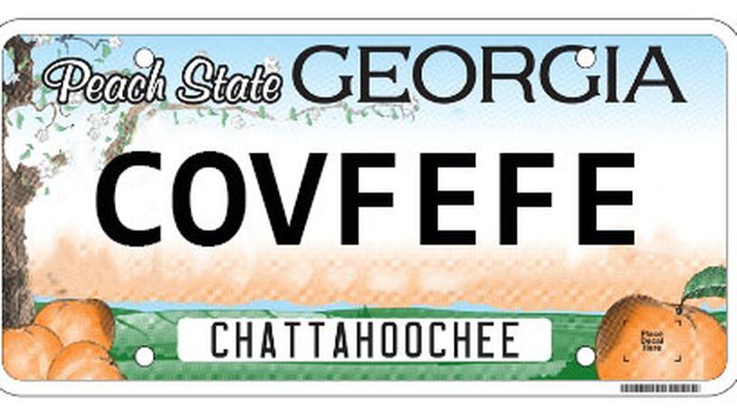 Variations of “covfefe” appear on a new list of banned vanity plates from the Georgia Department of Revenue.