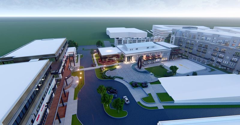 A rendering of the Orchid Grove development being proposed on the site of the mostly abandoned Gwinnett Prado shopping center near Gwinnett Place Mall. (Via Partnership Gwinnett)