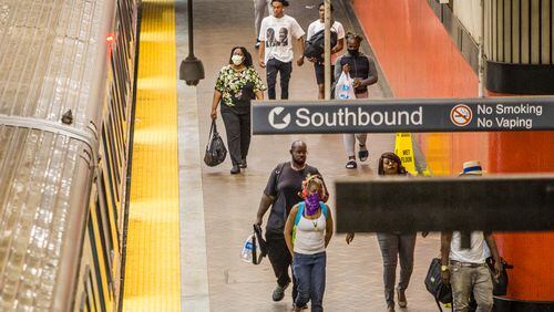 MARTA CEO Jeffrey Parker said only about 35 percent of passengers are wearing masks. He said convincing more people to wear masks will be critical for the agency's future. (Jenni Girtman for The Atlanta Journal-Constitution)