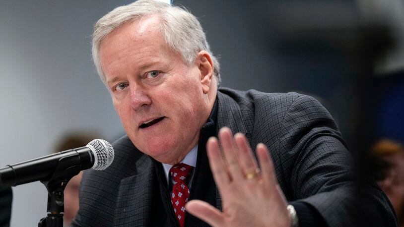 Former White House Chief of Staff during the Trump administration Mark Meadows speaks on Nov. 14, 2022, in Washington, D.C. (Drew Angerer/Getty Images/TNS)