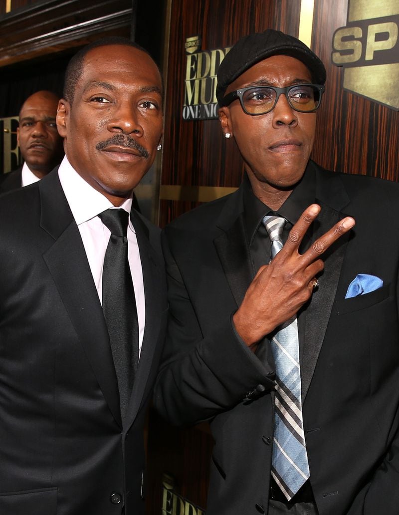  BEVERLY HILLS, CA - NOVEMBER 03: Actor/comedian Eddie Murphy (L) and actor/comedian Arsenio Hall (R) arrive at Spike TV's "Eddie Murphy: One Night Only" at the Saban Theatre on November 3, 2012 in Beverly Hills, California. (Photo by Christopher Polk/Getty Images)