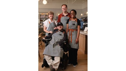 Employees at Mend Coffee in Atlanta, where the staff is made up of people with disabilities and those who do not have disabilities. / Courtesy of Bryan Johnson Studio