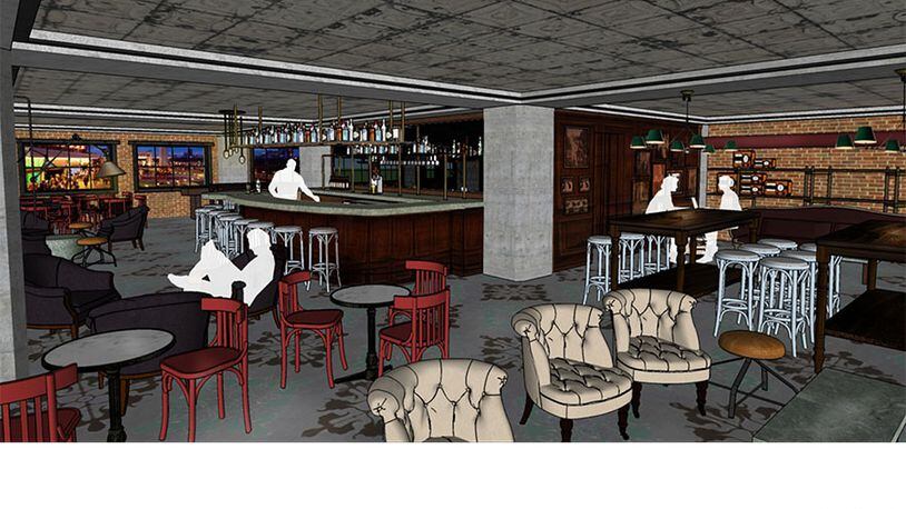 The bar at RFD Social / Rendering courtesy of Phase 3