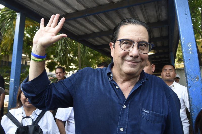 Martin Torrijos, a former president and presidential candidate for the Popular Party leaves after voting during a general election in Panama City, Sunday, May 5, 2024. (AP Photo/Carmen Bernal)
