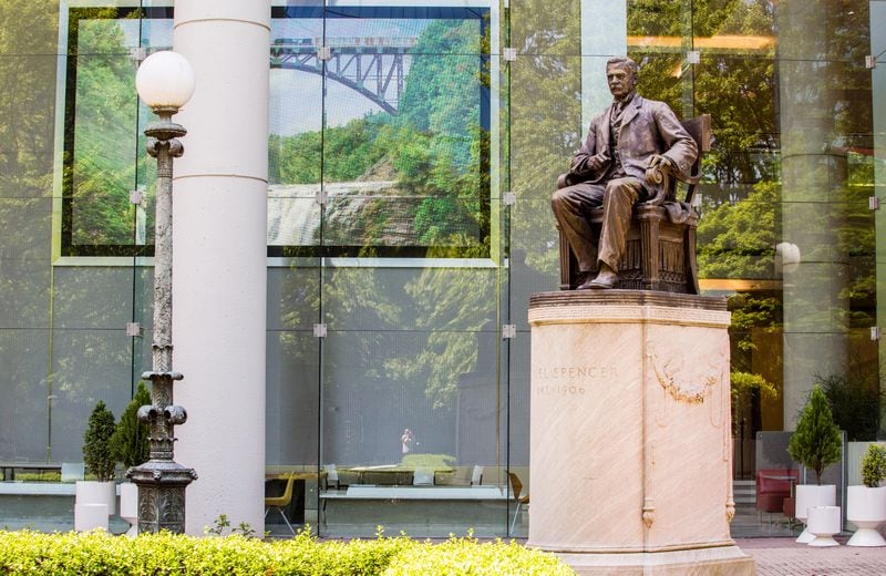 The City of Atlanta owns the statue of Samuel Spencer, which most recently has stood in front of the Norfolk Southern headquarters on Peachtree Street in Midtown. (Jenni Girtman for The Atlanta Journal-Constitution)
