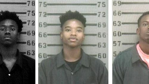 George Dennard, Timothy Dennard and Dorell Edmonds (left to right) were arrested after a shooting at Albany State University.