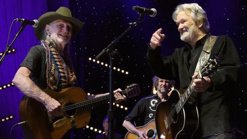 Willie Nelson and Kris Kristofferson at a tribute to the latter in Nashville in March. Photo: Getty Images.