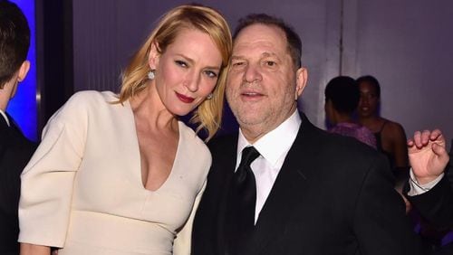Uma Thurman has appeared in several films directed by Harvey Weinstein, right.