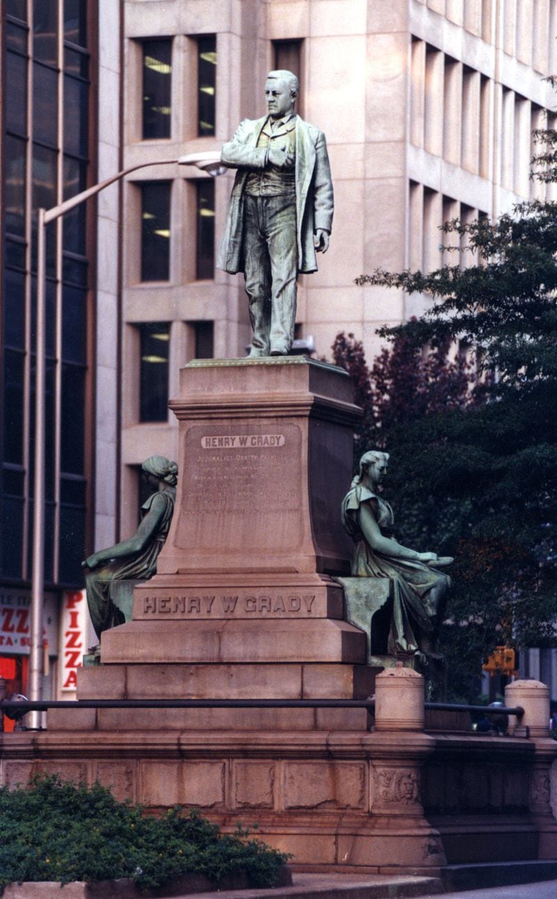 Henry Grady statue on Marietta St. The women at Grady's feet represent history and memory. 