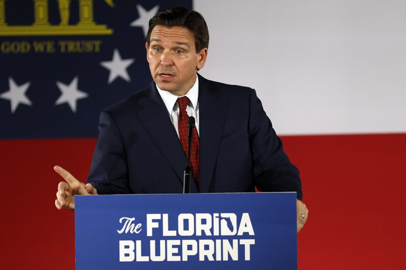 Florida Gov. Ron DeSantis fared best in a University of Georgia poll of Republican voters on potential presidential candidates with those younger members of the party and those with annual incomes that topped $100,000. Miguel Martinez / miguel.martinezjimenez@ajc.com


