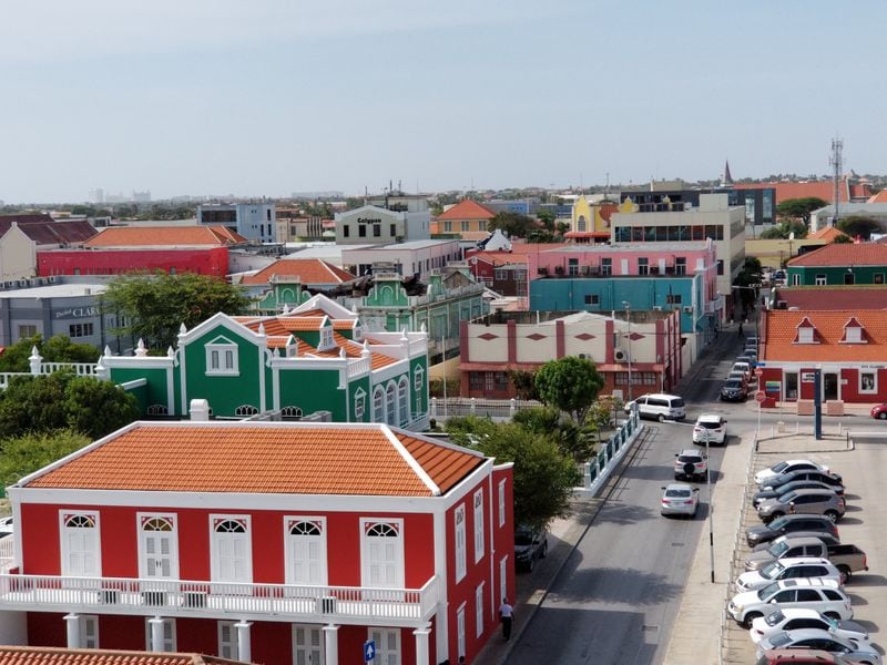 From the top of Fort Zoutman in Oranjestad, Aruba, visitors can enjoy a view of colorful Dutch architecture. CONTRIBUTED BY WESLEY K.H. TEO