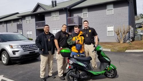 Acworth police recently purchased a replacement scooter for resident Anthony Jones, who had his moped scooter stolen.