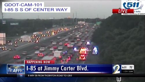 A death investigation on I-85 South at Jimmy Carter Boulevard brought the Friday morning commute to a standstill for drivers in Gwinnett County.
