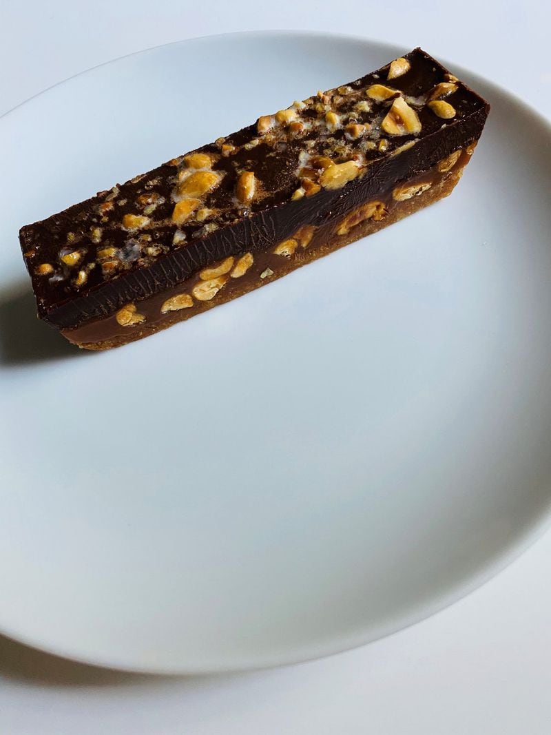 Leon’s candy bar is made with dark chocolate, banana caramel, peanut butter shortbread cookie and sea salt. CONTRIBUTED BY BOB TOWNSEND