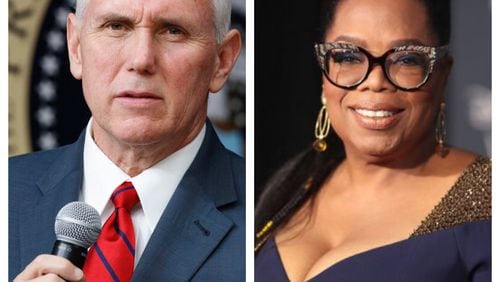 Vice President Mike Pence and Oprah Winfrey are campaigning for rival candidates for Georgia governor on Thursday.