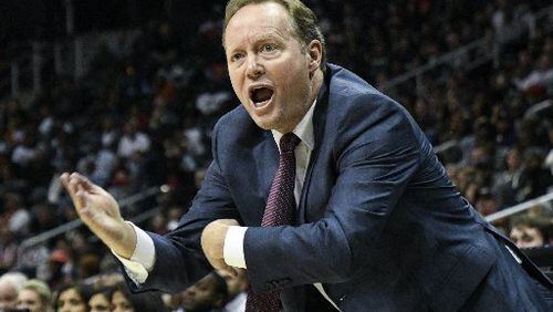 Hawks coach Mike Budenholzer's team is giving up a lot of wide open 3s. (AP Photo)