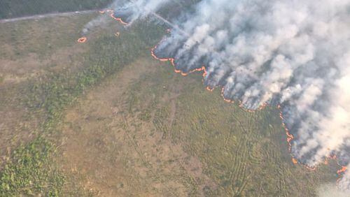 Wildfire caused the West Mims Fire in the Okefenokee National Wildlife Refuge to close Saturday. (Credit:  Okefenokee National Wildlife Refuge)