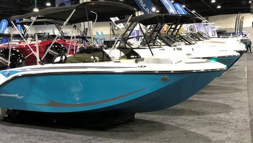 Boats are on display on the floor of the Atlanta Boat Show Jan. 12-15, 2023, at the Georgia World Congress Center. Source: Atlanta Boat Show