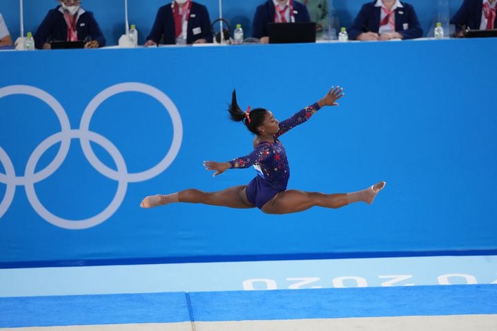 Simone Biles of United States during women's qualification for the Artistic Gymnastics final at Ariake Gymnastics Center in Tokyo on Sunday, July 25, 2021.  (Doug Mills/The New York Times)