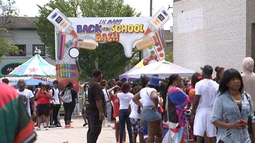Atlanta rapper Lil Baby’s back-to-school event was held at the West End mall Sunday afternoon.