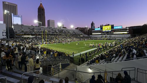 Georgia Tech's game against Boston College on Nov. 13, 2021 drew 31,511 fans to Bobby Dodd Stadium, the smallest home attendance for a game since 1989. (Daniel Varnado/For the AJC)