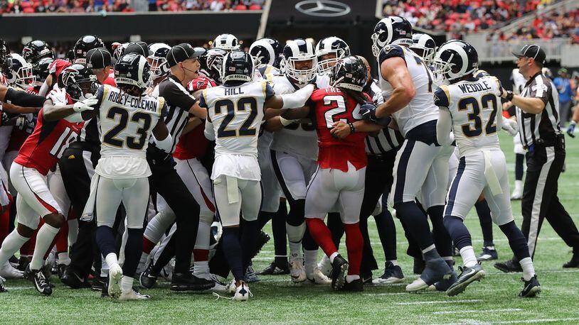 Things got heated in the third quarter when the Falcons and Rams squared off in 2019 at Mercedes-Benz Stadium. When the Falcons take the field to practice against the Jets on Friday, the team is set to enforce a zero-tolerance no-fighting policy.