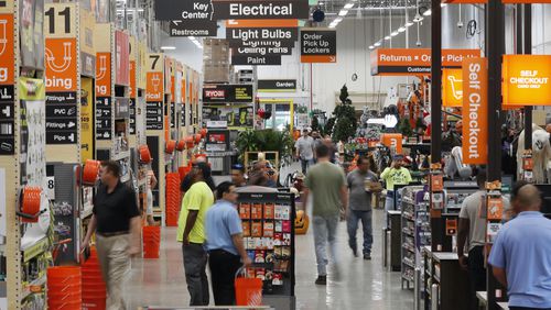 Home Depot’s sales were still climbing in the third quarter of 2021, as demand for its home improvements products continues. Revenue rose 9.8% to $36.82 billion. ( AJC FILE PHOTO / Bob Andres)