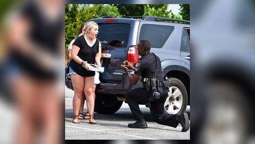 Alexis did not expect a proposal when the car she was in got pulled over this week.
