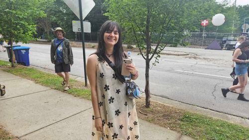 Anna Berendin traveled all the way from Brazil and came to see Palace after catching the band in Washington, D.C. Shaky Knees is her first music festival. (DeAsia Paige/The Atlanta Journal-Constitution)