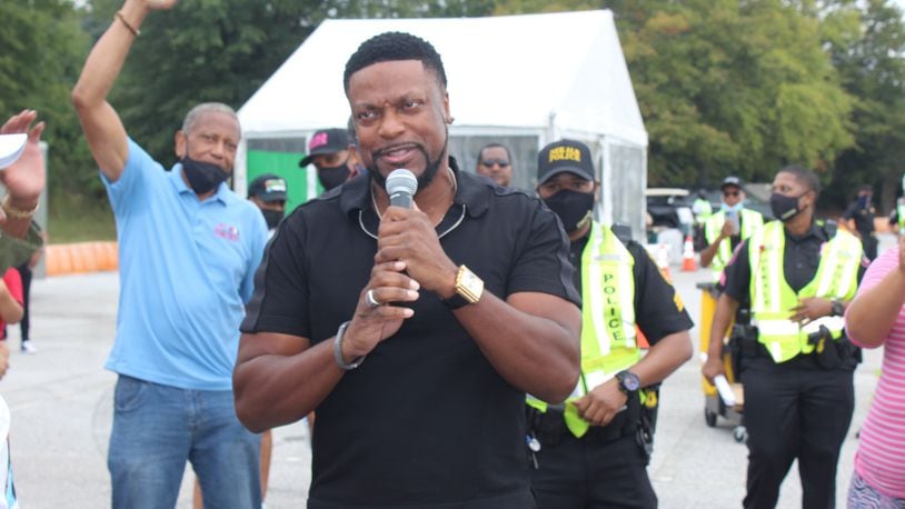 Actor, comedian and DeKalb County native Chris Tucker speaks during the county's vaccination event on Saturday, Oct. 2. SPECIAL PHOTO