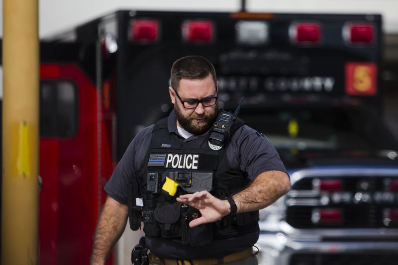 Officer Jacob Baird of the Lawrenceville Police Department patrols the city on Monday, November 14, 2022, in Lawrenceville, Georgia. The department created Project F.I.R.S.T., a partnership with View Point Health. CHRISTINA MATACOTTA FOR THE ATLANTA JOURNAL-CONSTITUTION