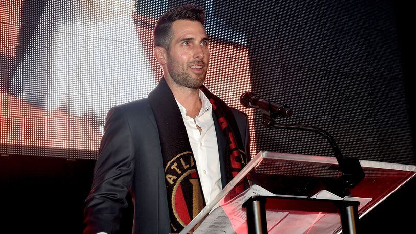 Atlanta United and team Vice President Carlos Bocanegra signed Derrick Etienne to a free-agent deal. (Photo by Paras Griffin/Getty Images for MLS Atlanta)