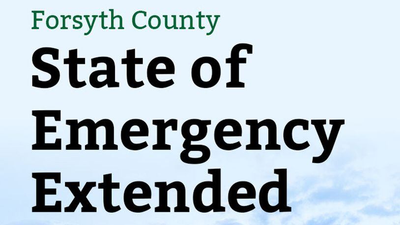 Forsyth County’s state of emergency due to the COVID-19 pandemic has been extended to May 13. FORSYTH COUNTY