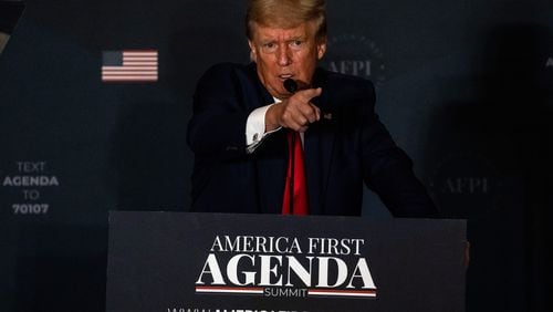 Former President Donald Trump speaks at the American First Policy Institute's America First Agenda summit at the Marriott Marquis on July 26, 2022, in Washington, D.C. (Kent Nishimura/Los Angeles Times/TNS)