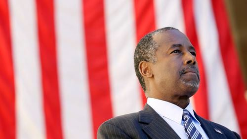 Republican presidential candidate Dr. Ben Carson lat a town hall meeting in Iowa earlier this year. AP/Charlie Neibergall