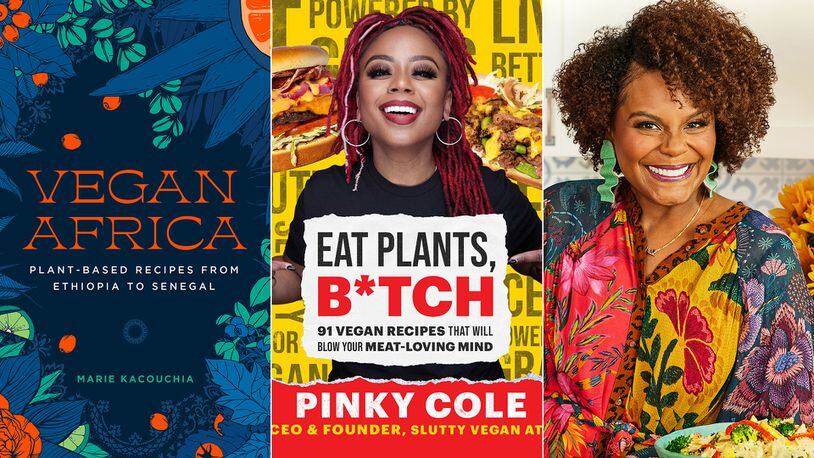 New cookbooks by Black authors focusing on plant-based recipes include “Vegan Africa: Plant-Based Recipes From Ethiopia to Senegal” by Marie Kacouchia (The Experiment, $24.95), “Eat Plants, B*tch: 91 Vegan Recipes That Will Blow Your Meat-Loving Mind” by Pinky Cole (Simon & Schuster, $28.99), and “Cooking From the Spirit: Easy, Delicious, and Joyful Plant-Based Inspirations” by Tabitha Brown (Morrow, $30).