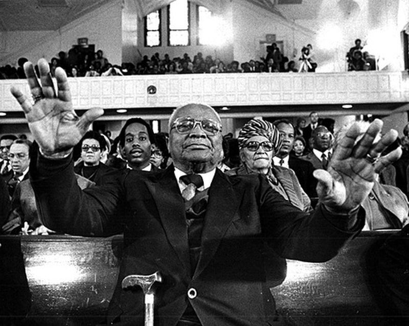 Martin Luther King Sr. participates in a service in Ebenezer Baptist in 1982.